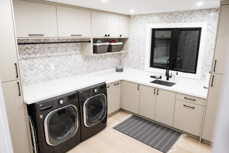 converted a den into a full laundry room
